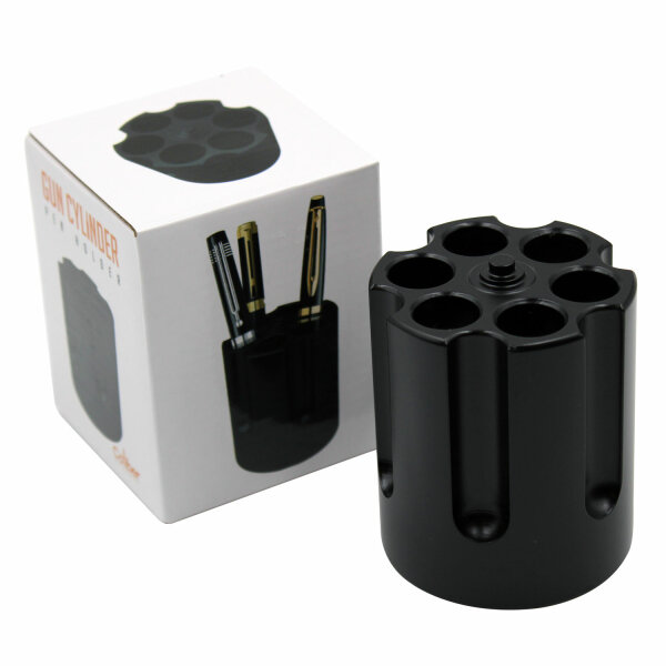 Caliber Revolver-Zylinder Pen Holder - Stiftehalter aus Aluminumguss, schwarz