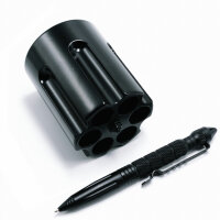 Caliber Revolver-Zylinder Pen Holder - Stiftehalter aus Aluminumguss, schwarz