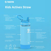 Takeya Kids Actives Straw Isolierflasche mit Trinkhalmverschluss, 414ml, Sail blue