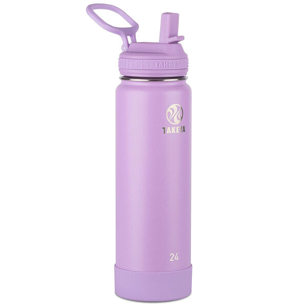 Takeya Actives Strohhalm-Trinkflasche aus Edelstahl, isoliert, 700ml, lilac