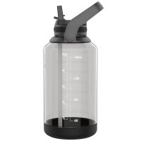 Takeya Tritan Motivational Straw Bottle Trinkhalmverschluss, 1,9L, Stormy Black