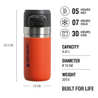 Stanley Go Quick Flip Water Bottle, Flasche, 470 ml, vakuumisoliert, tigerlily