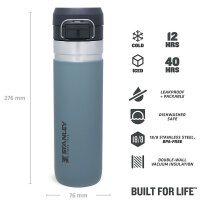 Stanley Go Quick Flip Water Bottle, Flasche mit 700 ml, vakuumisoliert, shale