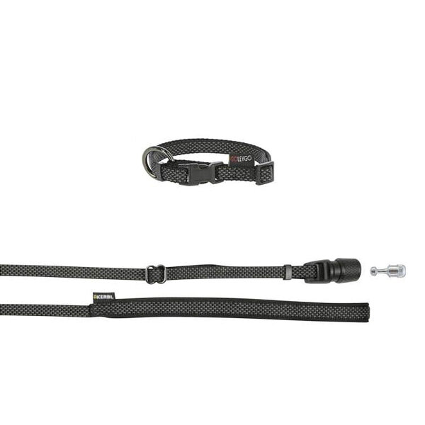 Kerbl Set Führleine + Halsband, GoLeyGo 2.0, Größe M, 1,4-2m, schwarz, für Hunde bis 60kg