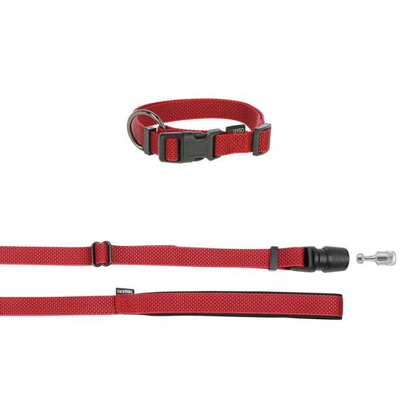 Kerbl Set Führleine + Halsband, GoLeyGo 2.0, Größe M, 1,4-2m, rot, für Hunde bis 60kg