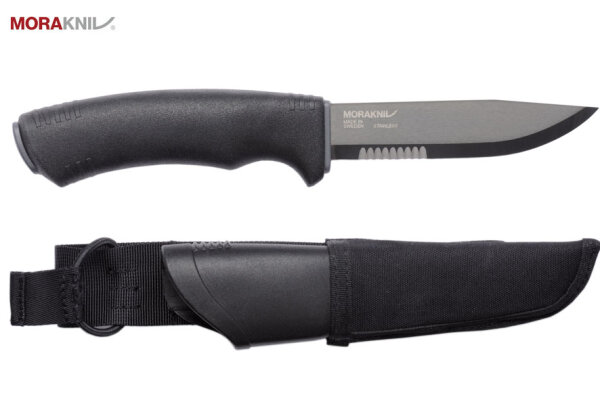 Morakniv Bushcraft BlackTactical SRT mit Edelstahlklinge und Teil-Sägezahnung