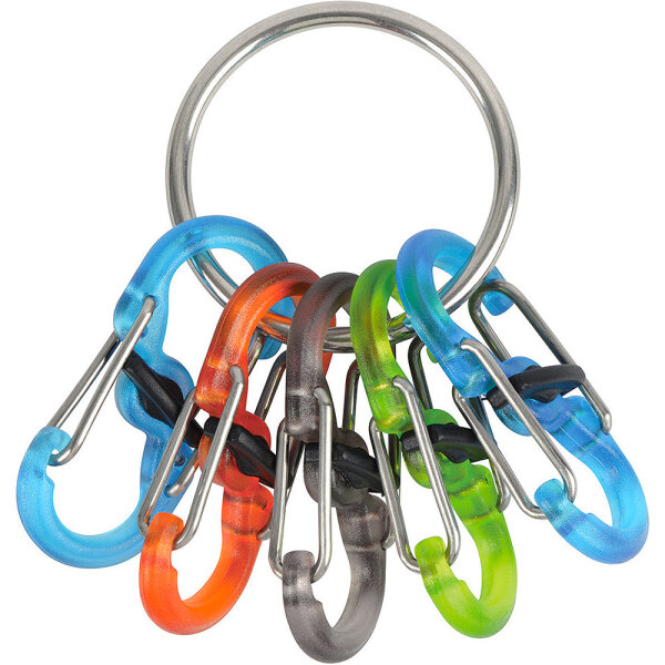 Nite Ize KeyRing Locker Edelstahlring mit 5 farbigen S-Biner Karabiner