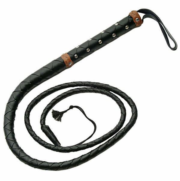 SZCO Bullwhip Bullenpeitsche geflochtene Peitsche mit Handschlaufe, 150 cm