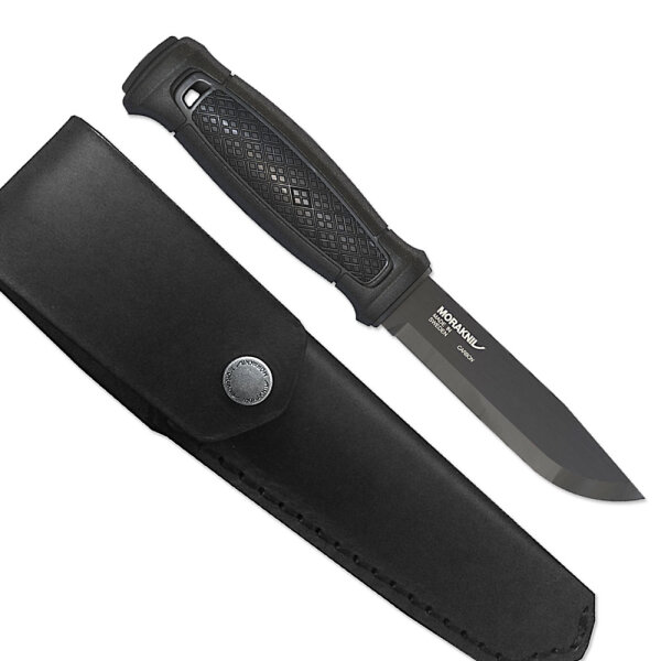 Morakniv Garberg Black Carbon Klinge aus Kohlenstoffstahl mit Lederscheide 13100