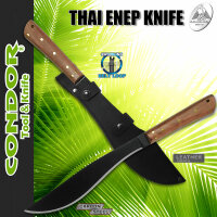 Condor Thai Enep Messer aus 1075 HC-Stahl mit Walnussholzgriff und Lederscheide