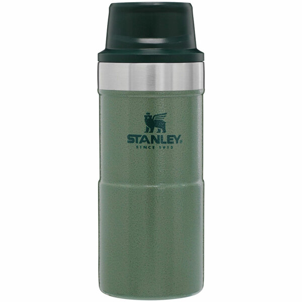 Stanley Classic Trigger-Action Travel Mug, 350 ml, 18/8 Edelstahl, Hammerschlag grün