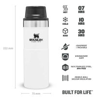 Stanley Classic Trigger-Action Travel Mug, 470 ml, 18/8 Edelstahl, Polar White