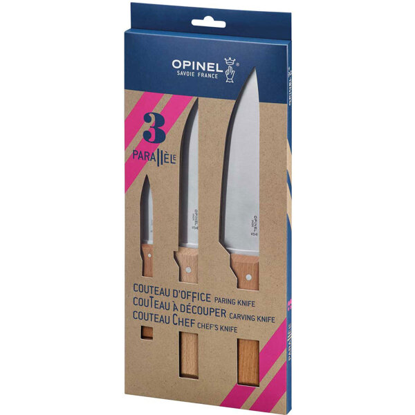 Opinel Parallele - Küchenmesser-Set mit 3 Messern aus der Parallele Reihe