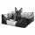 Kerbl Kuschelbett Chiara 55x45x18cm, grau/schwarz mit Strasskrone