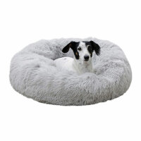 Kerbl Kuschelbett Fluffy grau, Ø76cmx19cm