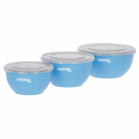 Kerbl Edelstahlnapf Set mit Deckel blau, 550ml/900ml/1200ml