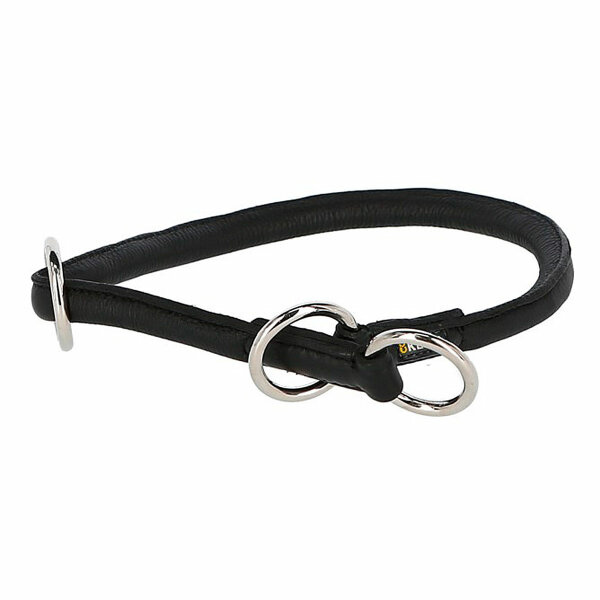 Kerbl Rundleder-Halsband Roma mit Stopper 50cm, 12 mm,schwarz