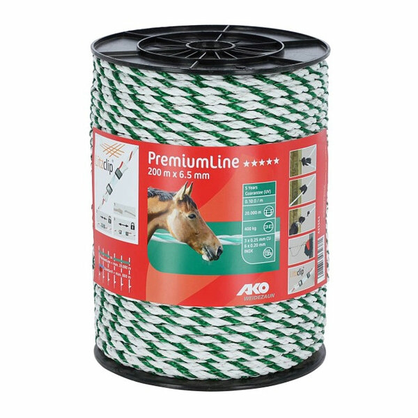 Kerbl PremiumLine Weidezaunseil,400m 6x0,20Niro+3x0,25Cu, orang/bra