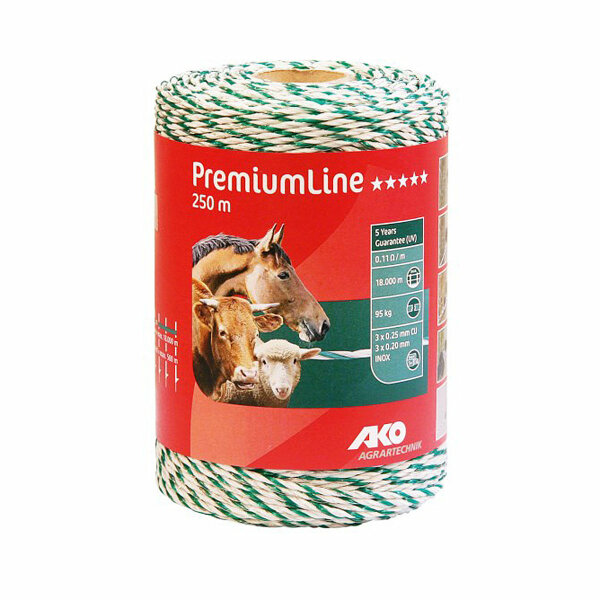 Kerbl Litze PremiumLine, 250m, weiß/grün, 3x0,2Niro,3x0,25 Cu