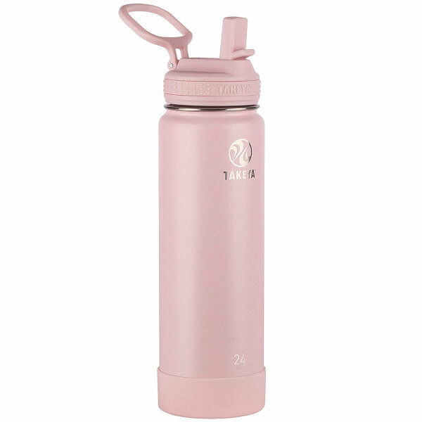 Takeya Actives Strohhalm-Trinkflasche aus Edelstahl, isoliert, 700ml, blush