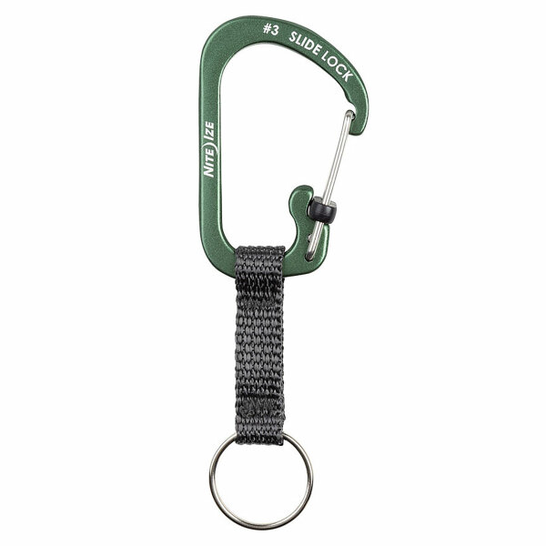 Nite Ize Slidelock Keyring #3 Aluminiumkarabiner, olive, CSLAW3-08-R6