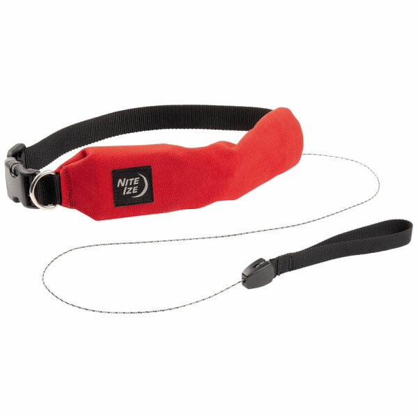 Nite Ize Raddog Kombi-Hundehalsband mit einziehbarer Leine, rot, L 41 - 51 cm